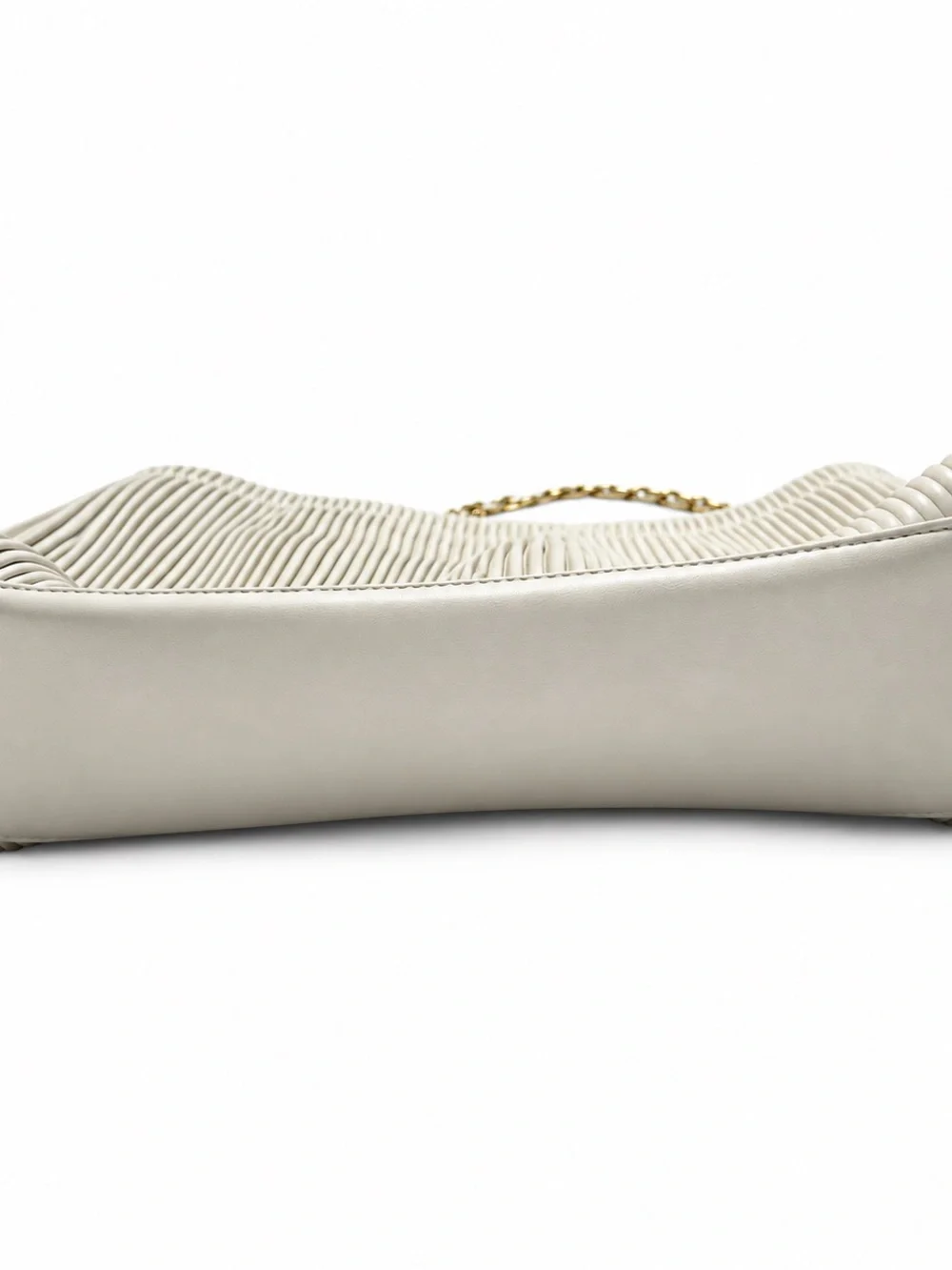 Pixie Mood Elegant Cream Pleated Shoulder Bag with Gold Chain